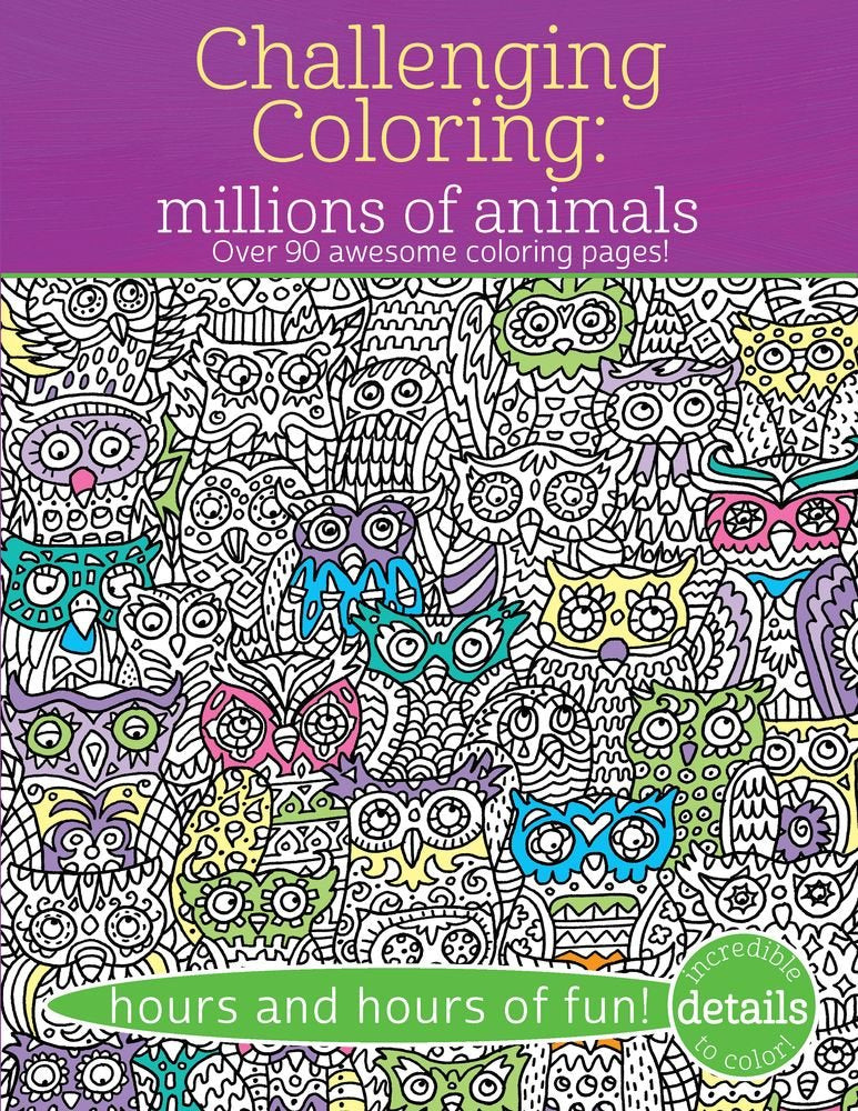 LAST CHANCE - LIMITED STOCK  - SALE - Challenging Coloring: Millions of Animals, Over 90 Awesome Coloring Pages - Adult Coloring Book