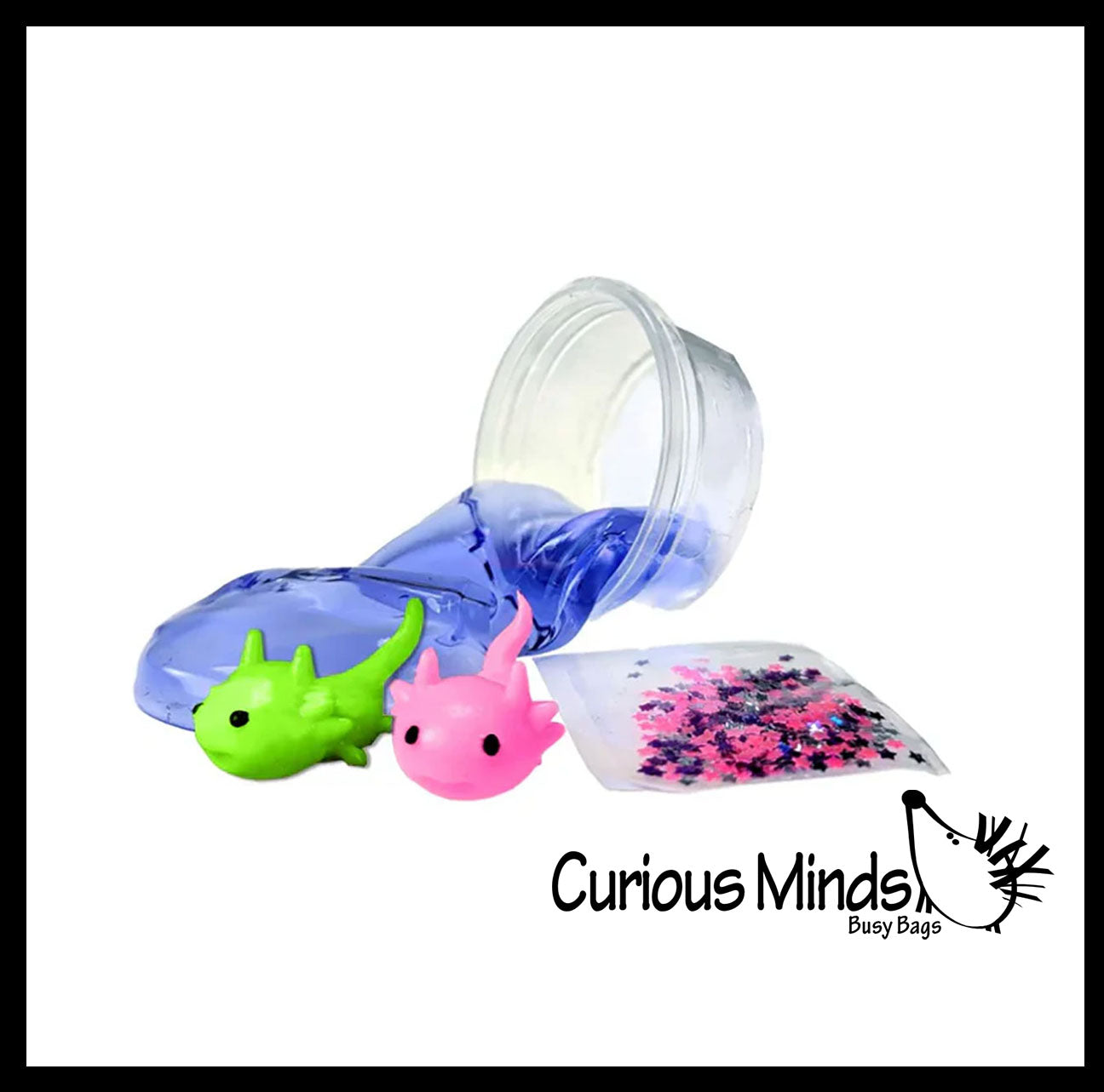 Axolotl and Putty - Putty with 2 Axolotl Figures - Squishy Cute Sea Creatures Stretchy and Squeezy Toy Figurine - Fidget Stress Ball Slime