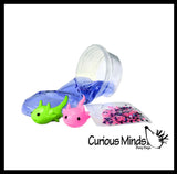 Axolotl and Putty - Putty with 2 Axolotl Figures - Squishy Cute Sea Creatures Stretchy and Squeezy Toy Figurine - Fidget Stress Ball Slime