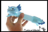 Axolotl Cute Pull and Pop Snap Animal Expanding Flexible Accordion Tube Toy - Free Play - Open Ended Fidget Toy