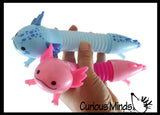 Axolotl Cute Pull and Pop Snap Animal Expanding Flexible Accordion Tube Toy - Free Play - Open Ended Fidget Toy