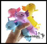 Axolotl Cute Pull and Pop Snap Animal Expanding Flexible Accordion Tube Toy - Free Play - Open Ended Fidget Toy