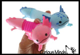 Axolotl Cute Pull and Pop Snap Animal Expanding Flexible Accordion Tube Toy - Free Play - Open Ended Fidget Toy