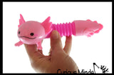 Axolotl Cute Pull and Pop Snap Animal Expanding Flexible Accordion Tube Toy - Free Play - Open Ended Fidget Toy