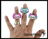 LAST CHANCE - LIMITED STOCK - SALE  - Axolotl Rings  - Jewelry for Children - Ring Kids Party Favors