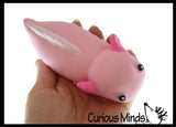 Axolotl Lover Bundle of 5 Fidgets -  Plush Squeeze PBJ  Stress Ball / Articulated Wiggle / Mochi / Slow Rise Squish / Sand Filled - Sensory, Stress, Fidget Toy