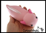 Axolotl Lover Bundle of 3 Fidgets -  Plush Squeeze  Stress Ball / Slow Rise Squish / Stretchy Sand Filled - Sensory, Stress, Fidget Toy
