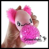 Plush Axolotl Animal Water Bead Filled Squeeze Stress Balls - Sensory, Stress, Fidget Toy PBJ Bubble Blow
