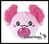 Plush Axolotl Animal Water Bead Filled Squeeze Stress Balls - Sensory, Stress, Fidget Toy PBJ Bubble Blow