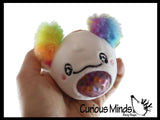 Plush Axolotl Animal Water Bead Filled Squeeze Stress Balls - Sensory, Stress, Fidget Toy PBJ Bubble Blow