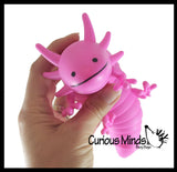 Axolotl Family Fidget -1 Large and 2 Small on Clip Wiggle Articulated Jointed Moving Axolotyl Toy - Unique