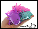 Axolotl Family Fidget -1 Large and 2 Small on Clip Wiggle Articulated Jointed Moving Axolotyl Toy - Unique