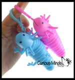 Axolotl Family Fidget -1 Large and 2 Small on Clip Wiggle Articulated Jointed Moving Axolotyl Toy - Unique