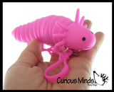 Axolotl Family Fidget -1 Large and 2 Small on Clip Wiggle Articulated Jointed Moving Axolotyl Toy - Unique