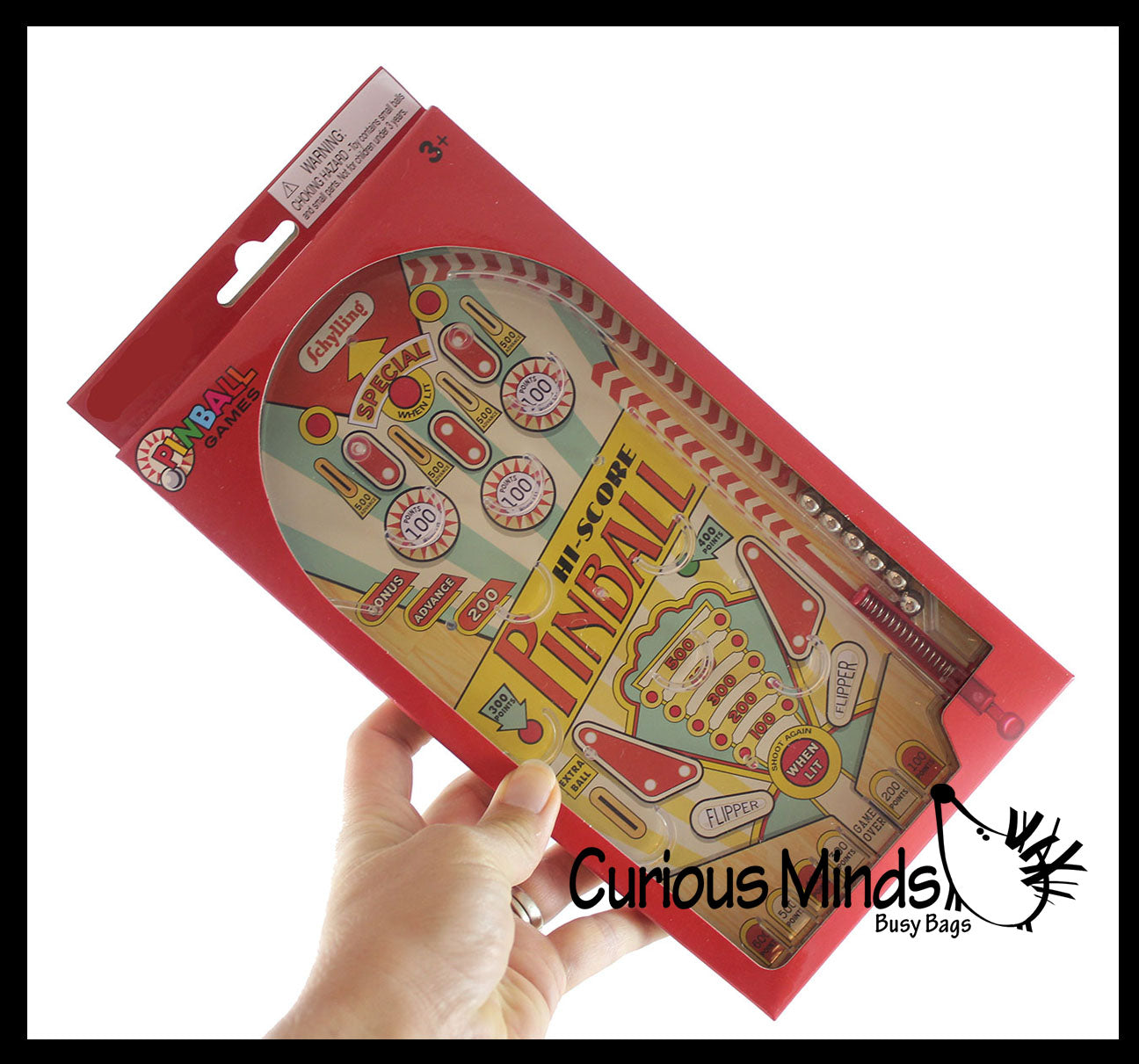 Large Metal Pinball Game - Mini Hand Held Travel Arcade Game