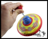 Classic Large Metal Tin Spinning Top Toy - Vintage Pump Style Classic Toy
