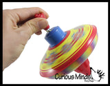 Classic Large Metal Tin Spinning Top Toy - Vintage Pump Style Classic Toy