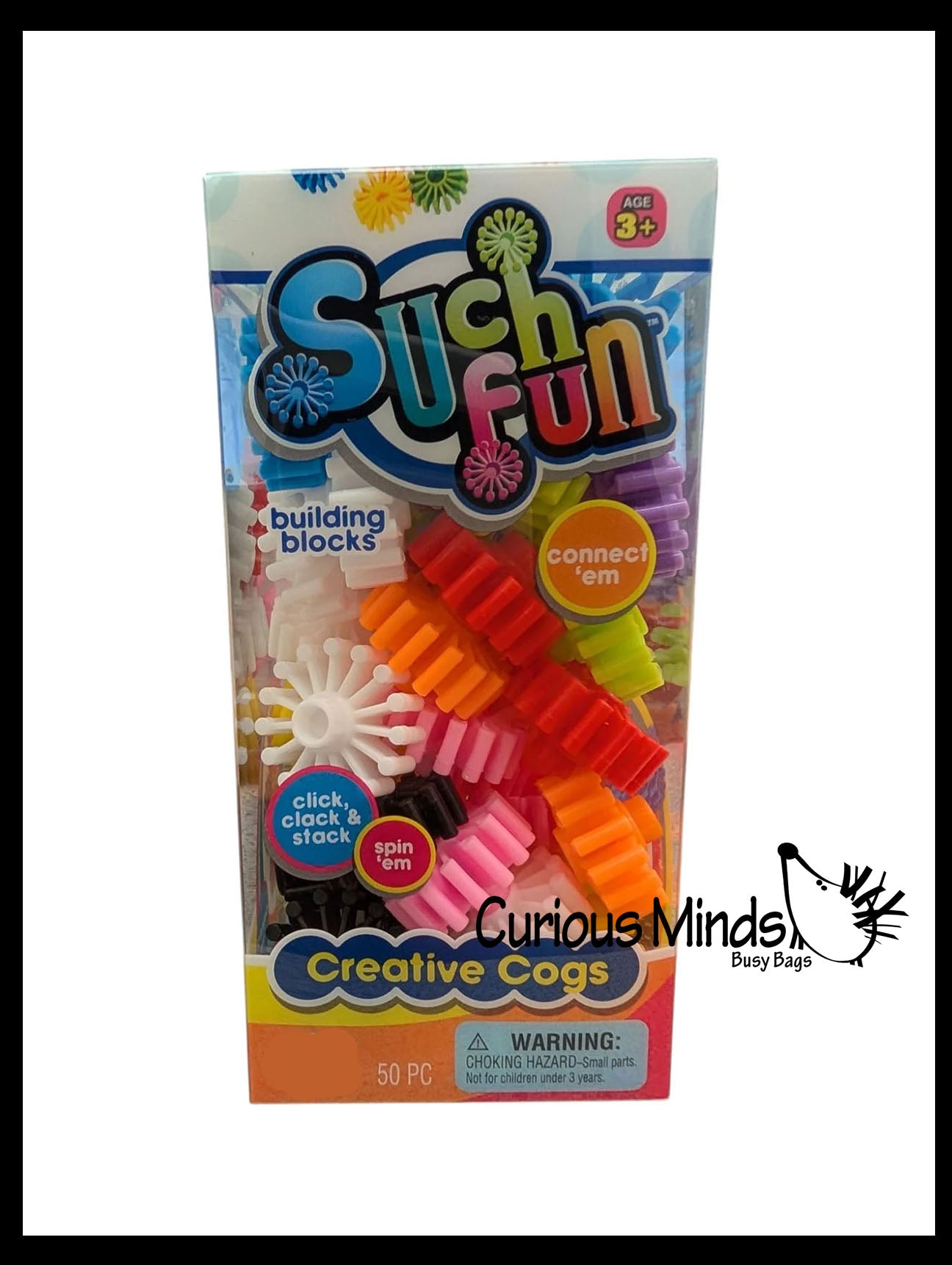 Connecting Cogs Shapes Building Set - Slide Together Toy Blocks - Set of 50