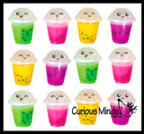 Slime with Bubble Tea Balls - Cute Containers with Squishy Beads