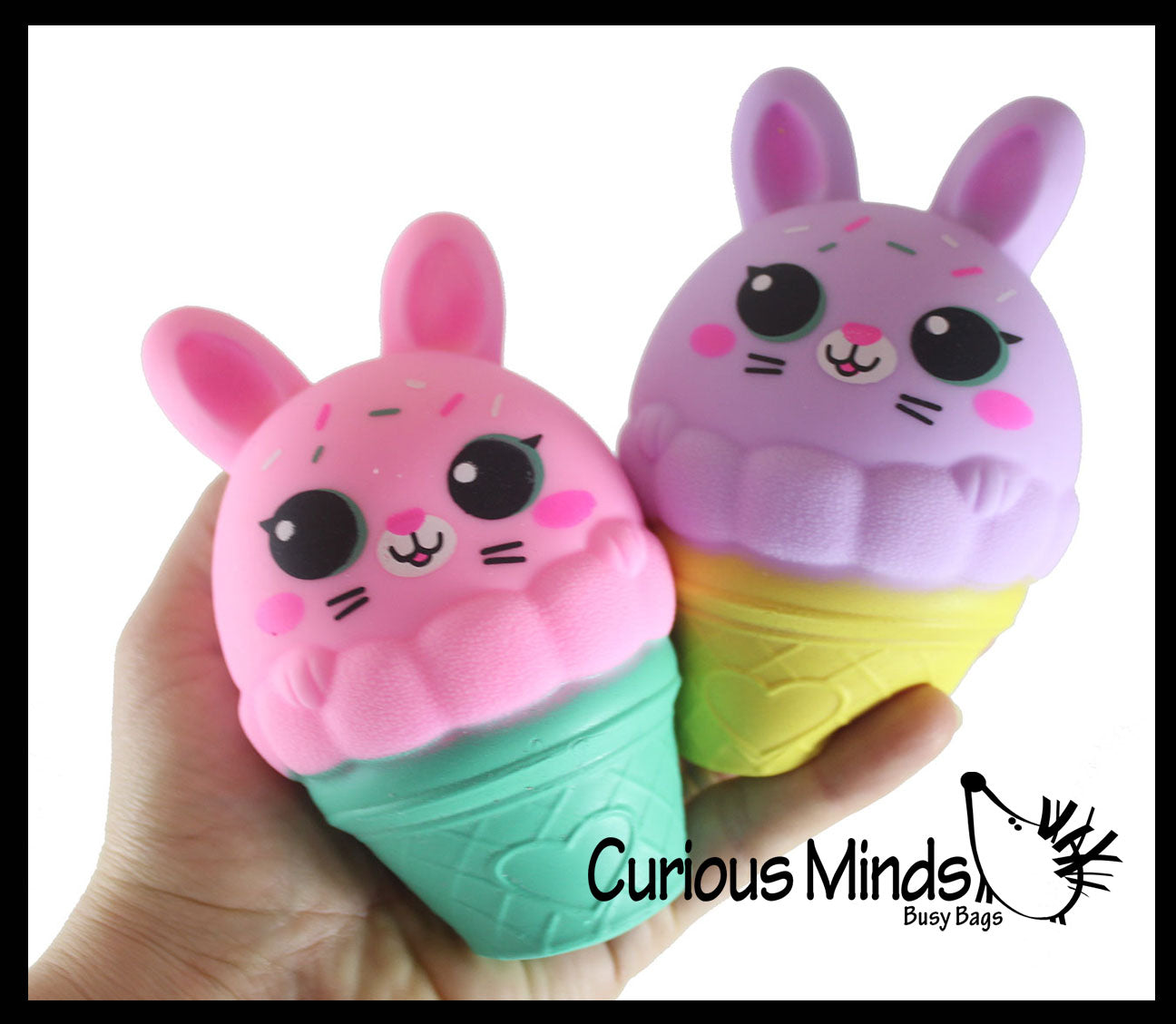 Bunny Ice Cream Cone - Soft Creamy Doh Filled Squeeze Stress Balls  -  Sensory, Stress, Fidget Toy Super Soft