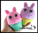 Bunny Ice Cream Cone - Soft Creamy Doh Filled Squeeze Stress Balls  -  Sensory, Stress, Fidget Toy Super Soft