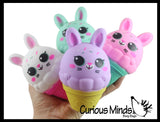 Bunny Ice Cream Cone - Soft Creamy Doh Filled Squeeze Stress Balls  -  Sensory, Stress, Fidget Toy Super Soft