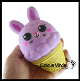Bunny Ice Cream Cone - Soft Creamy Doh Filled Squeeze Stress Balls  -  Sensory, Stress, Fidget Toy Super Soft