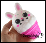 Bunny Ice Cream Cone - Soft Creamy Doh Filled Squeeze Stress Balls  -  Sensory, Stress, Fidget Toy Super Soft