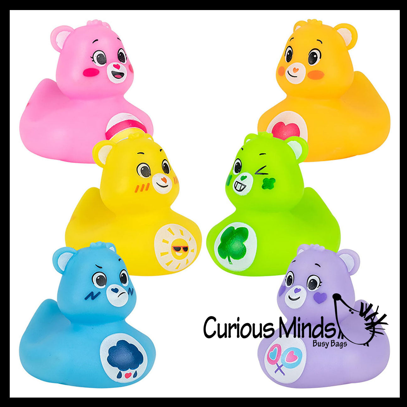Care Bear 2" Rubber Ducks - Rubber Duckies - Cute Novelty Prize Reward Giveaway Retro