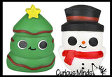 Christmas Soft Doh Squishy Balls - Christmas Tree and Snowman -  Soft Shaving Cream Doh Filled Stretch Ball - Ultra Squishy and Moldable Relaxing Sensory Fidget Stress Toy