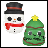 Christmas Soft Doh Squishy Balls - Christmas Tree and Snowman -  Soft Shaving Cream Doh Filled Stretch Ball - Ultra Squishy and Moldable Relaxing Sensory Fidget Stress Toy