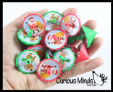 Christmas Favor Set - 96 Piece - Spinning Tops and Sticky and Stretchy Christmas Trees and Stockings - Small Festive Holiday Party Favor Toys (8 DOZEN)