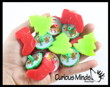 Christmas Favor Set - 96 Piece - Spinning Tops and Sticky and Stretchy Christmas Trees and Stockings - Small Festive Holiday Party Favor Toys (8 DOZEN)