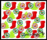 Christmas Favor Set - 96 Piece - Spinning Tops and Sticky and Stretchy Christmas Trees and Stockings - Small Festive Holiday Party Favor Toys (8 DOZEN)