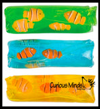 Clownfish Sealife Animal Water Filled Tube Snake Stress Toy - Squishy Wiggler Sensory Fidget Ball
