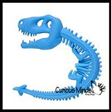 Dinosaur Fossil Animal Puffer Stretchy Noodle Toys - Dino Skeleton Bones - Fun Long Stretch Toys - Soft & Flexible - Fidget Sensory Toy - Stretchy Noodle String