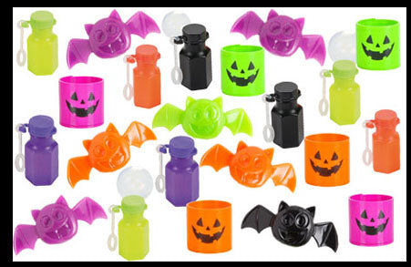 Halloween Small Toy Set - Mini Bubbles, Sticky Bats, and Spring Coils - Trick or Treat