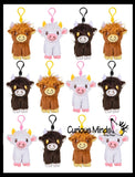 NEW - Highland Cow Plush Stuffed Animals with Clip - Adorable Hairy Farm Animal Toy - Plush - Soft Squishy Animal Plushie Stuffie - Backpack Clip