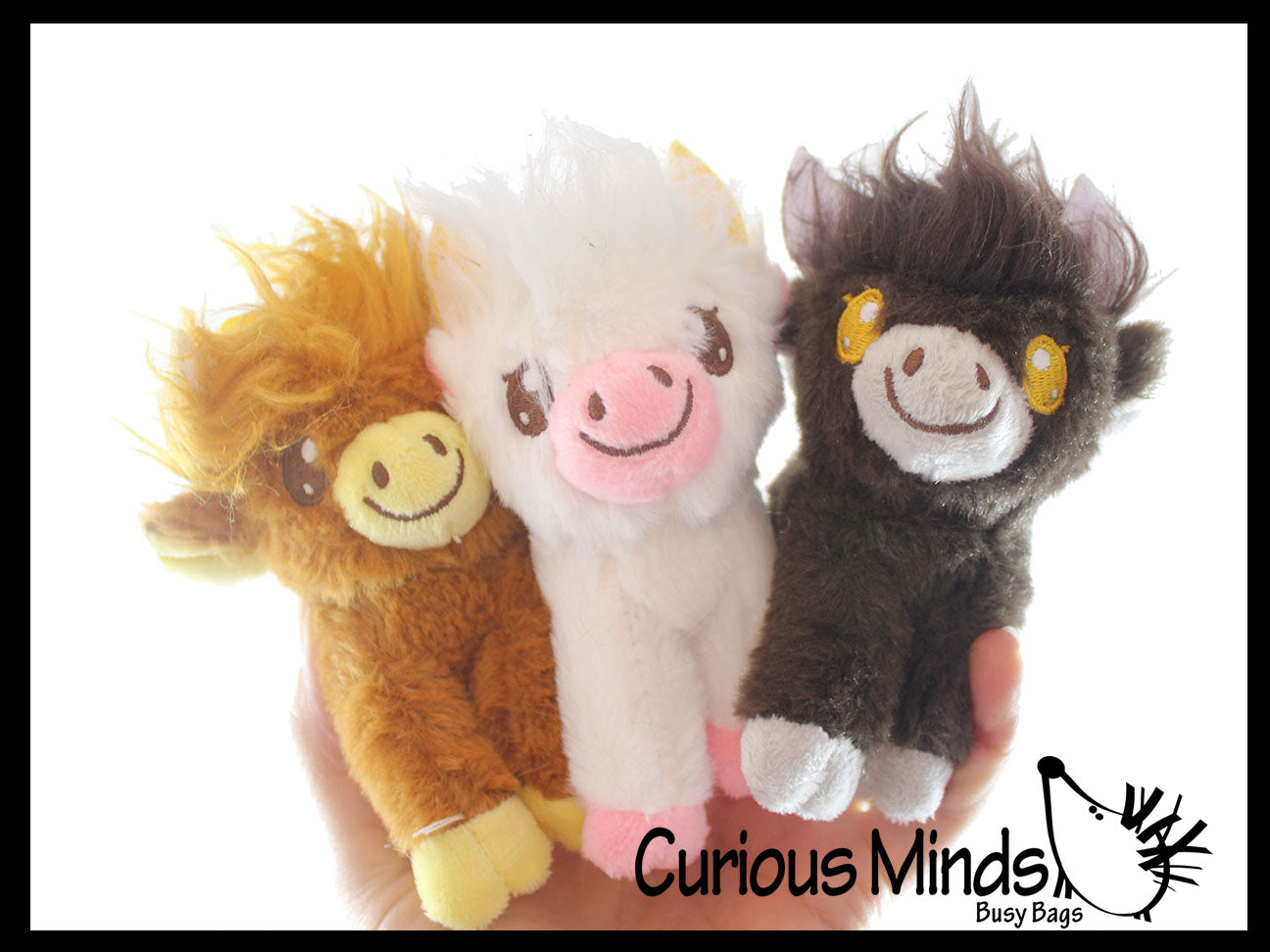 NEW - Highland Cow Plush Stuffed Animals with Clip - Adorable Hairy Farm Animal Toy - Plush - Soft Squishy Animal Plushie Stuffie - Backpack Clip