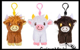 NEW - Highland Cow Plush Stuffed Animals with Clip - Adorable Hairy Farm Animal Toy - Plush - Soft Squishy Animal Plushie Stuffie - Backpack Clip