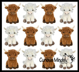 Plush Highland Cow with Corduroy Details - Heirloom Soft Hairy Cow Stuffed Animal - Cute Adorable Farm