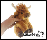 Plush Highland Cow with Corduroy Details - Heirloom Soft Hairy Cow Stuffed Animal - Cute Adorable Farm