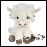 Plush Highland Cow with Corduroy Details - Heirloom Soft Hairy Cow Stuffed Animal - Cute Adorable Farm