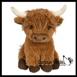 Plush Highland Cow with Corduroy Details - Heirloom Soft Hairy Cow Stuffed Animal - Cute Adorable Farm