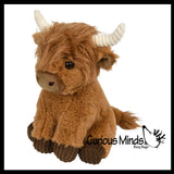 Plush Highland Cow with Corduroy Details - Heirloom Soft Hairy Cow Stuffed Animal - Cute Adorable Farm