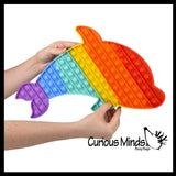 NEW - Jumbo Dolphin Bubble Pop Game Rainbow - Silicone Push Poke Bubble Wrap Fidget Toy - Press Bubbles to Pop the Bubbles - Bubble Popper Sensory Stress Toy