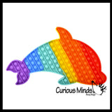 NEW - Jumbo Dolphin Bubble Pop Game Rainbow - Silicone Push Poke Bubble Wrap Fidget Toy - Press Bubbles to Pop the Bubbles - Bubble Popper Sensory Stress Toy