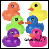 Jumbo Neon Rubber Ducks - Rubber Ducky Duckies - Cute Novelty Prize Reward Giveaway Florescent Glows in Black Light