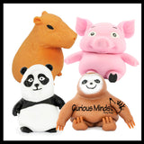 Jumbo Sand Filled Stretchy Smash Animals - Pig, Sloth, Panda, Capybara Lover Sensory Fidget Toy Weighted