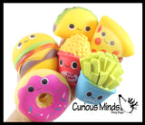 NEW - Fast Food Squishy Squeeze Stress Ball Soft Doh Filling - Like Shaving Cream - Sensory, Fidget Toy Junk Food